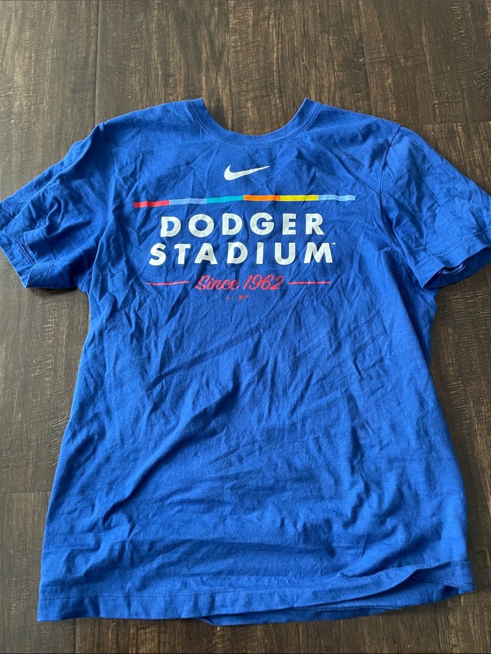 Nike Dodger Stadium Graphic Tee in Blue with Multicolor Accent Sz S